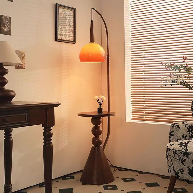 French wabi-sabi style floor lamp, popular online, vintage style, bedside shelf integrated lamp, creating a Zen-like atmosphere in the bedroom.
