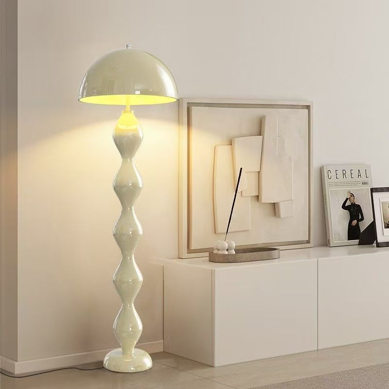 Mushroom floor lamp, designer vintage standing table lamp, minimalist cream style, living room sofa side, showroom decorative lighting fixture