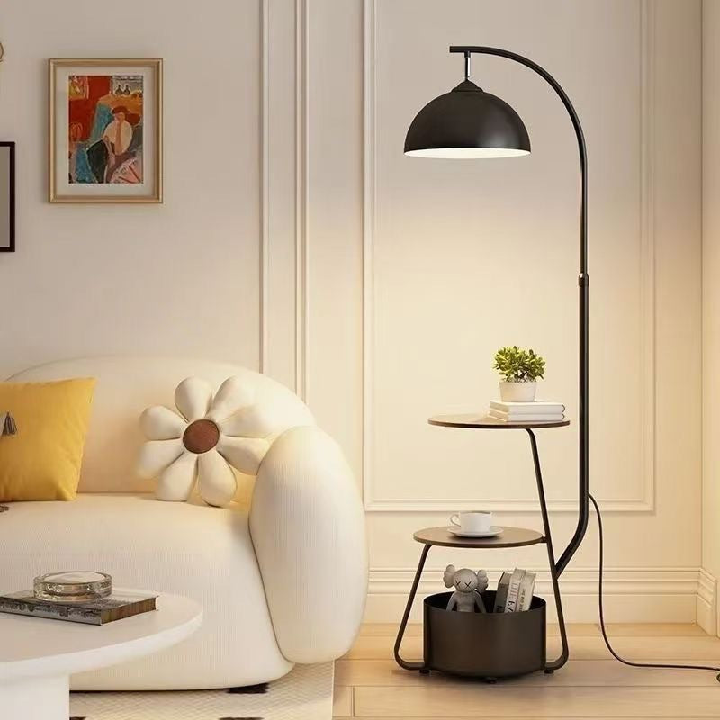 Floor lamp, cream-colored, integrated with living room sofa, coffee table, corner shelf, bedroom bedside table, vintage standing lamp.