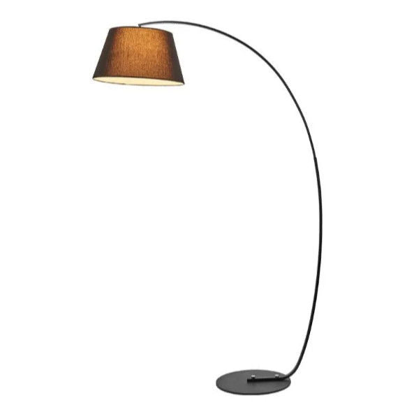 Wicker floor lamp with fishing design, perfect for living room, stylish and decorative, ideal for use next to a sofa.