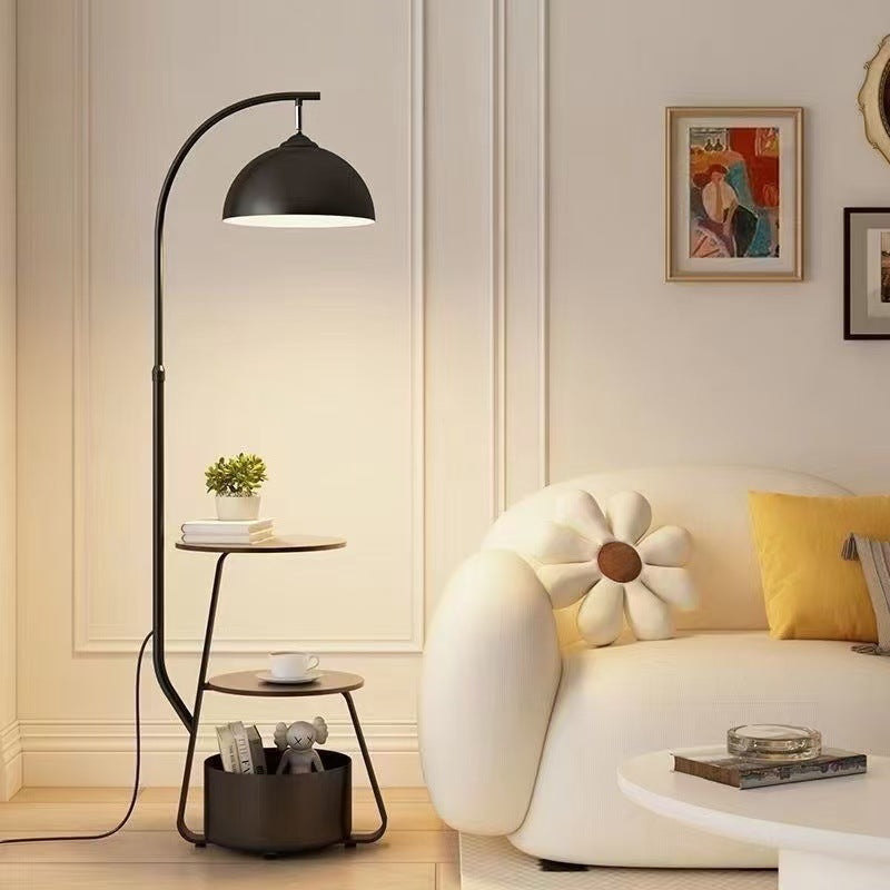 Floor lamp, cream-colored, integrated with living room sofa, coffee table, corner shelf, bedroom bedside table, vintage standing lamp.